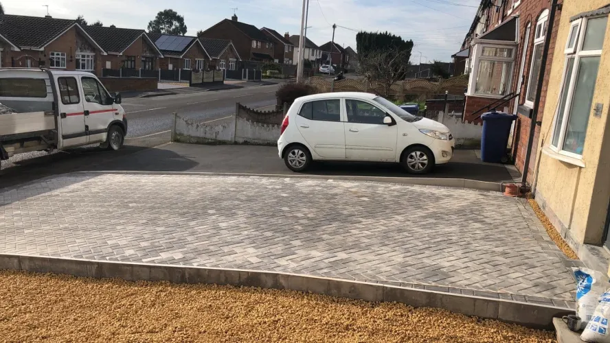 Grey Block Paved Driveway Installation